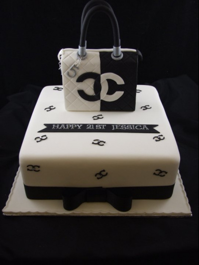 21st cake chanel bag cake